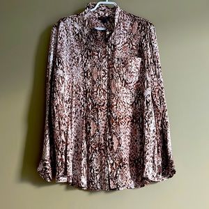Never worn stretchy button down snake print